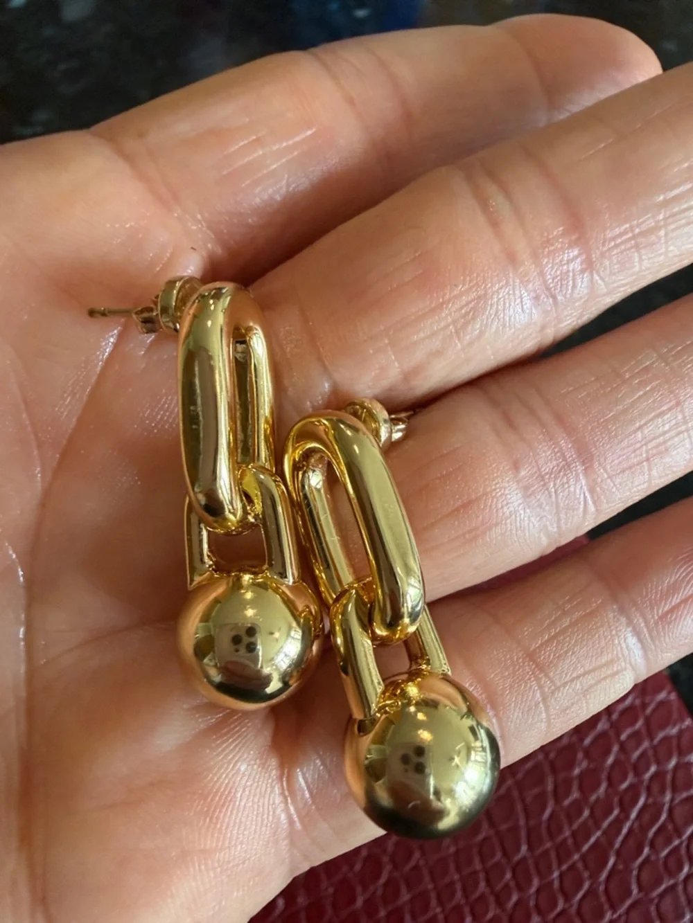 Anine Bing Gold Link Drop Earrings with Ball Charm - Picture 8 of 10
